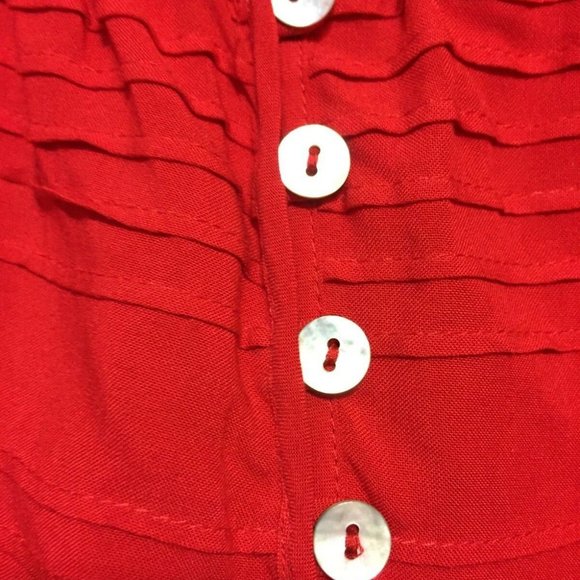 Beautiful!  KERRYBROOKE ~ Woman Red Rayon 3/4 Sleeves 8 Buttons Tunic/Top~Sz.XL - Picture 3 of 7